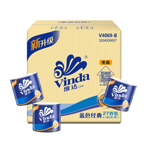 维达(vinda) 卷纸 蓝色经典3层140g卫生纸*27卷(整箱销售)